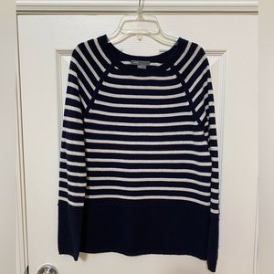 EUC Vince Navy Blue Stripes 100% Cashmere Sweater Size XXS